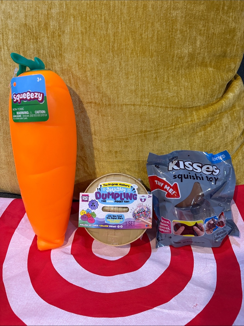 Squeeezy Carrot Squishy Dumpling Party Confetti  Hersheys Kisses Squishi Toy